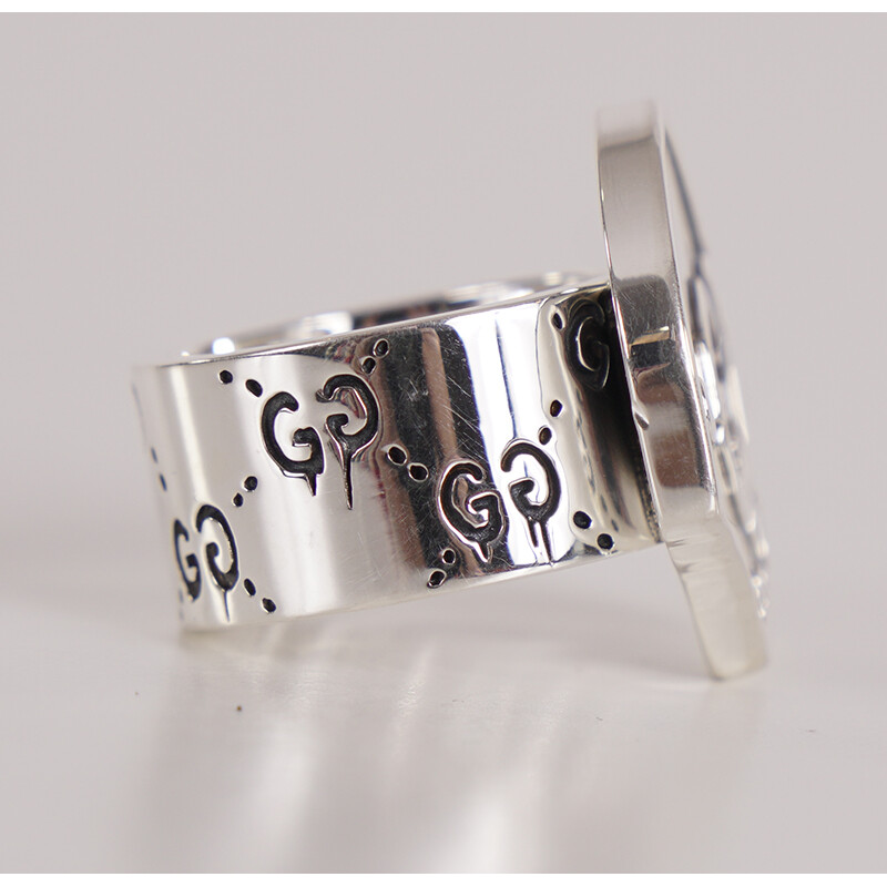 21 NEW $390 GUCCI Aged Sterling Silver GG GHOST SKULL 21 NEW $390 GUCCI Aged Sterling Silver GG GHOST SKULL
