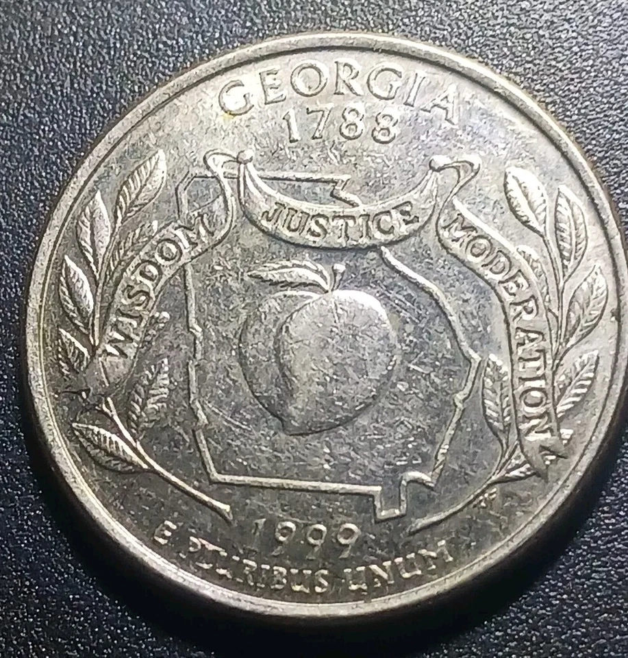 Rare 1999 D Georgia Error Quarter Strikerhrough On Obverse - Image 3 of 4