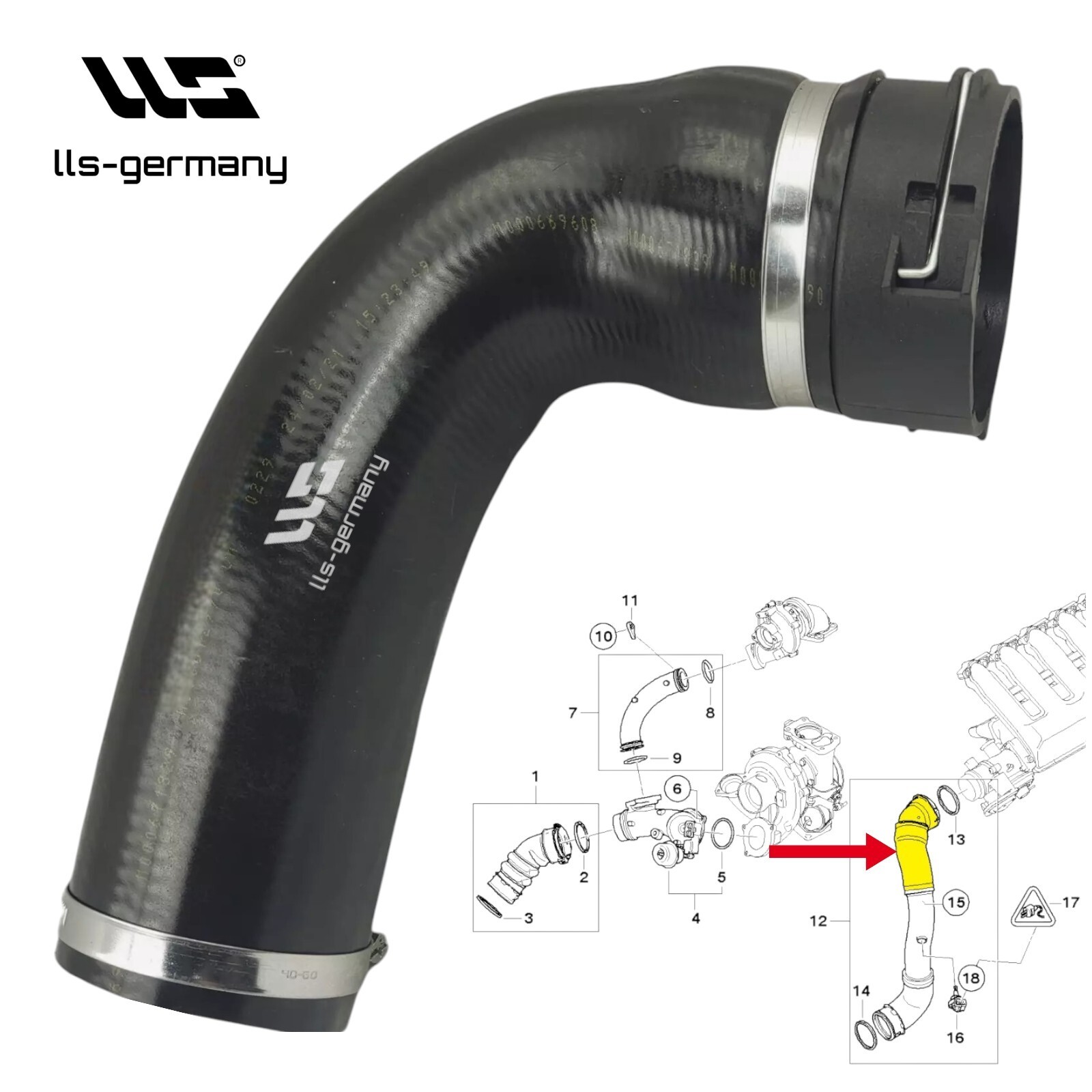 Turbo Hose Charge Air Hose For BMW 5 Series E60 E61 535d LCI 11617796294