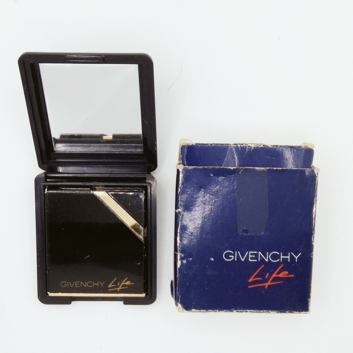 Givenchy Life Lighter Case Mirror Box Black Brass Japan Square Old Compact  Gas