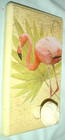 FLAMINGO WOOD WALL PLAQUE w KNOB FOR GARMENT OLD POSTCARD LOOK DECOUPAGE 5"x8" — photo 2