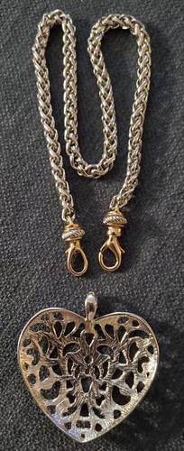 ✨️Vintage: 16" Wheat Silvertone Chain w/Goldtone Clasps, Silverstone Heart✨️ - Picture 7 of 12
