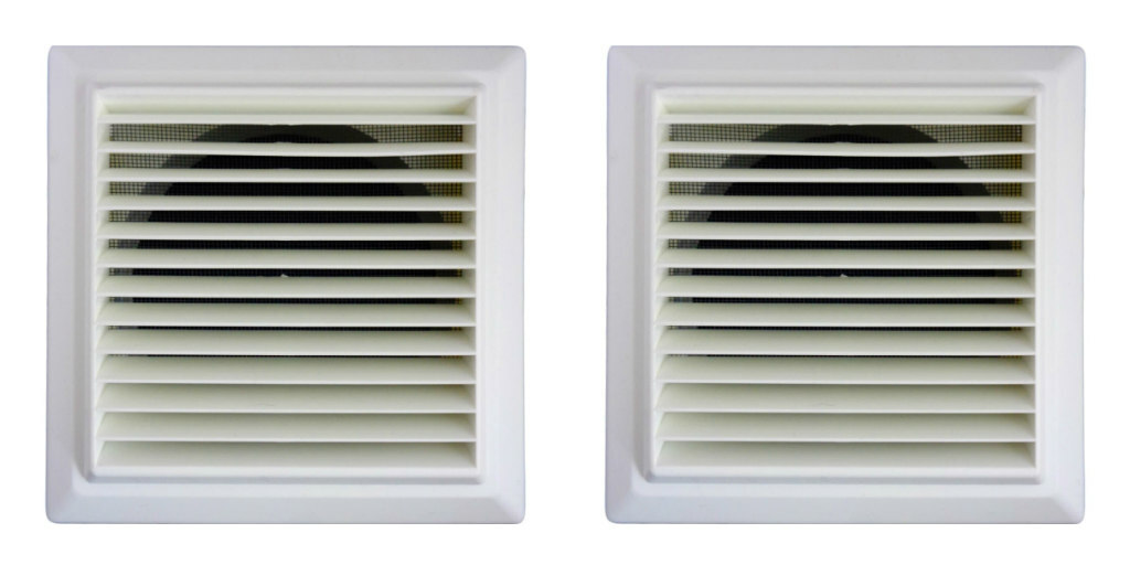 2 x Domus F6904W Fixed Ventilation Grilles - for 6"" 150mm duct -White colour