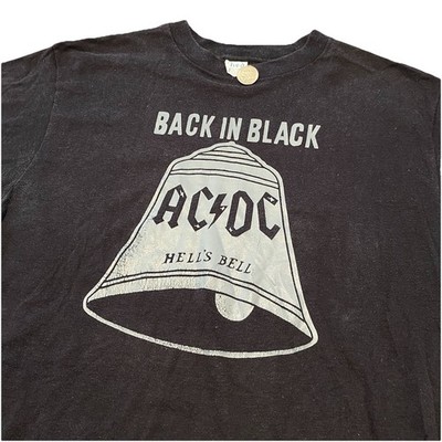 Vintage AC/DC Concert Tee Shirt Band Back In Black Hells Bell USA Made 80s S