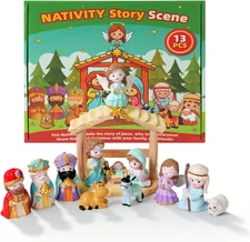 13Pc Kids Nativity Set Little Figures Playset Christian Christmas Toy Gift