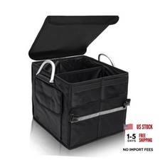 Small Trunk Organizer With Lid, For SUV Car Truck, Black 28L, Foldable