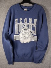 Vintage 90s UCONN Huskies Sweatshirt Men's XL Navy Crewneck FOTL Tag Made In USA