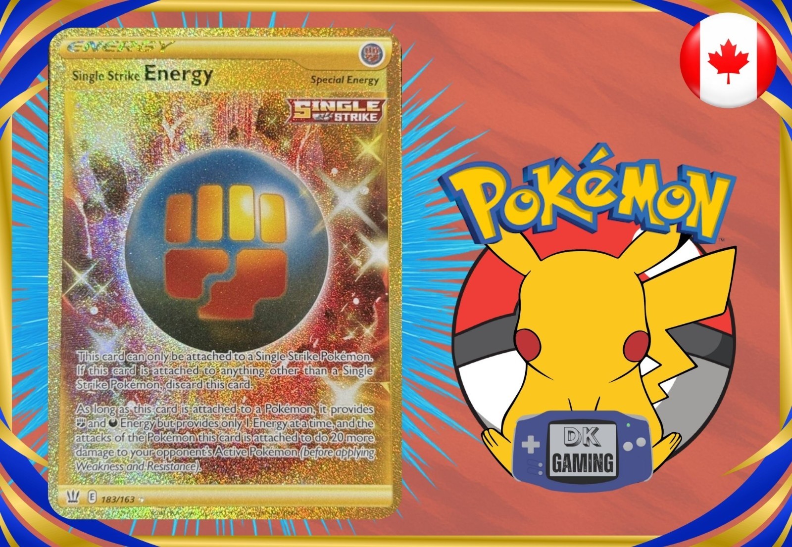 Single Strike Energy - 183/163 - Battle Styles - Gold Secret Rare NM - Pokemon