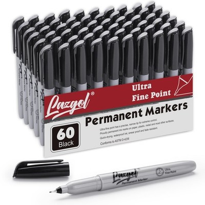 Permanent Markers Bulk, Ultra Fine Point, 60 Pack Black 0.4 mm Permanent Mark...