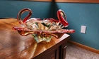 Vintage Sommerso Art Glass Bowl Murano Style Red Amber Green Mid Century