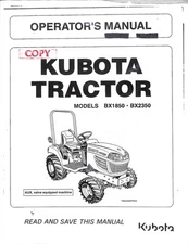 Kubota Tractor Operator's Manual Models BX1850 BX2350 Equipment Guide