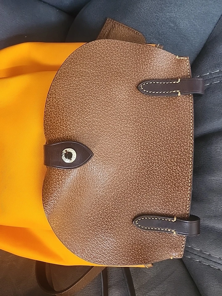 Dooney And Bourke Alto Collection Tangerine Canvas Crossbody Saddle Bag - Image 4 of 4