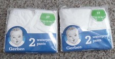 2 New Gerber Waterproof Pants 3T 32-35 lbs White Toddler Unisex