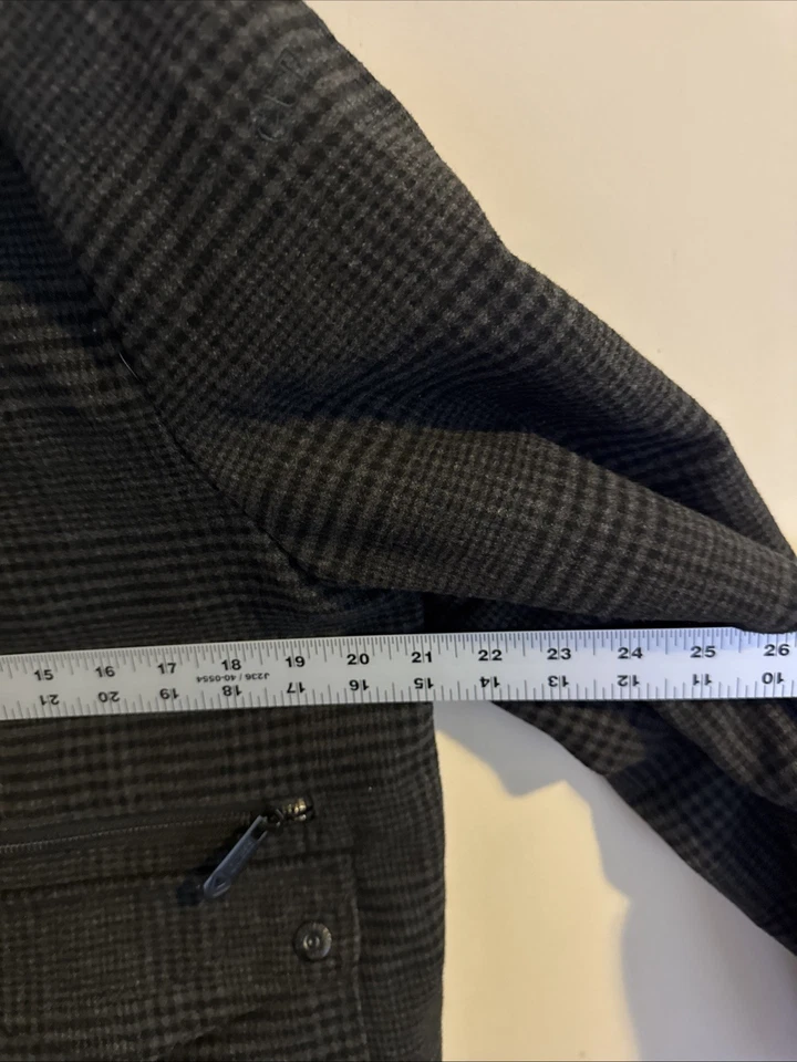 Guess Wool Blend Military Jacket Utility Black & Gray Plaid Men’s Size XL - Image 3 of 4