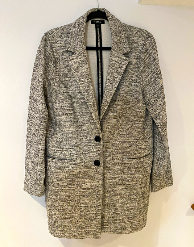 Torrid Gray Heathered Long Jacket Button Front Pockets Plus Size 0