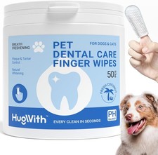 2 PACKS Pet Dental Finger Wipes for Dogs Cats Coconut Oil Plaque freshens Breath