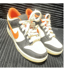 Nike Dunk Low Boys Glow in the Dark Sneakers Black White Orange Size 5.5Y