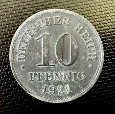 10 Pfennig Deutsches Reich 1921 ohne M&uuml;nzzeichen