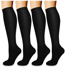 COOLOVER 4 Pairs Compression Socks for Women and Men -Best Support for Runnin...