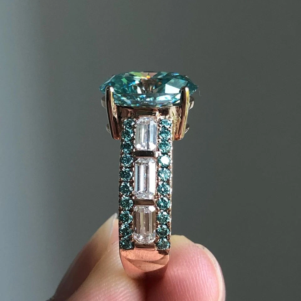 1.75 CT Lab Grown Diamond Ring for Women – Certified Green Oval Cut 14K Gold - Image 3 of 4