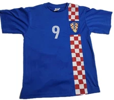Vintage Croatia HNS Away Soccer Football Jersey #9 Men's Size Small S Blue Prso