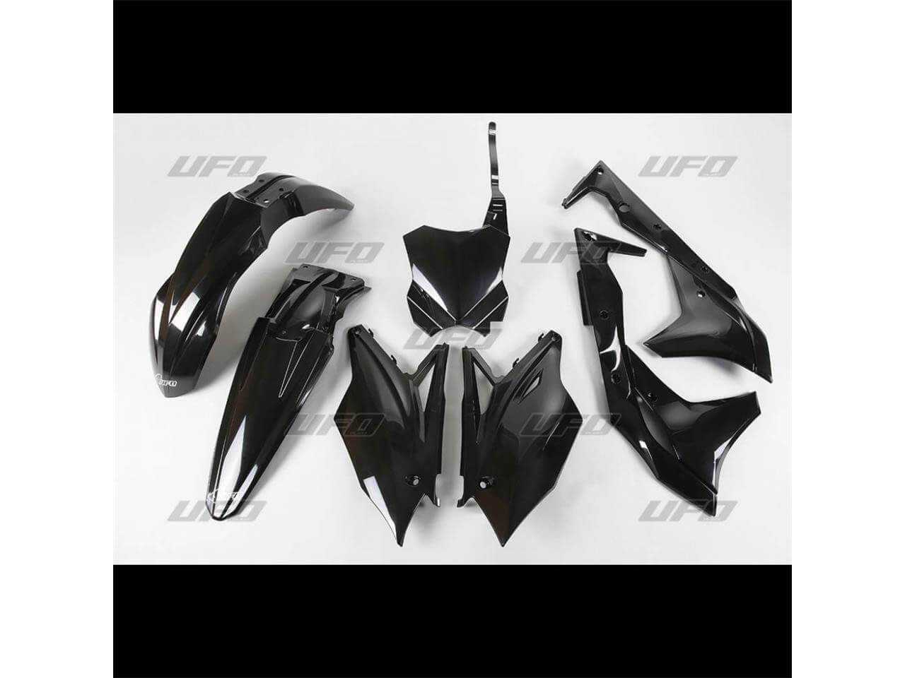 Kit plastiques UFO noir KAKIT225@001 pour habillage haut de gamme de Kawasaki KXF 250