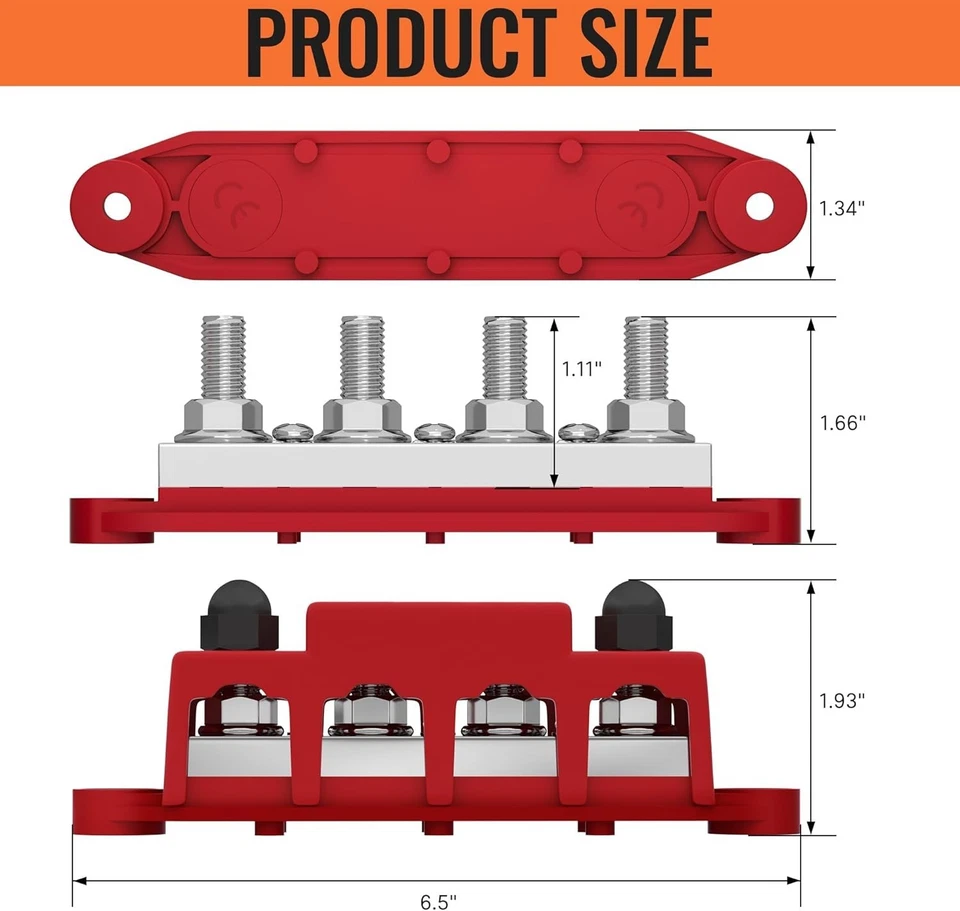 Heavy Duty 400A Bus Bar Terminal Block - Safe Wiring Solution for Car and Boat - Image 4 of 4