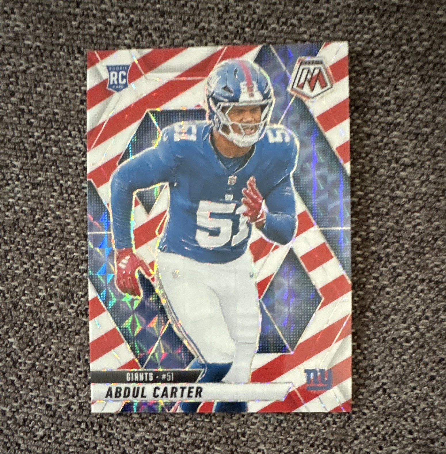Panini 2025 Mosaic Rookies Abdul Carter Red & White Stripe Prizm RC #317