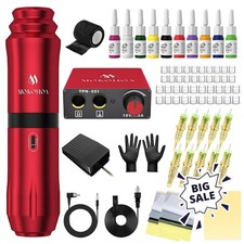 Tattoo Gun Kit Complete Tattoo Kit, Machine Kit for Beginners, Rotary Tattoo Pen
