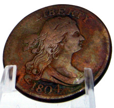 1804 Draped Bust Half Cent Crosslet 4 W/STEMS 1/2 ¢ Cent U.S. Coin #KR319A0-2