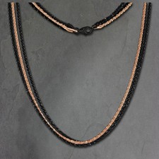 SilberDream Collier 925 Silber vergoldet 45cm gedreht rose schwarz SDK23745S