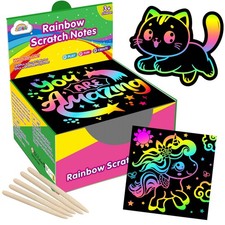 ZMLM 165 Pcs Rainbow Scratch Paper Art 3.5 x x 1.5 inches, Multicolor