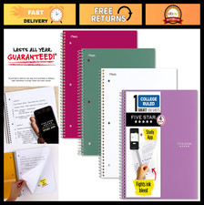 Spiral Notebook 4 Pack - 100 Sheets, College Ruled, Water Resistant, Ink Bleed P