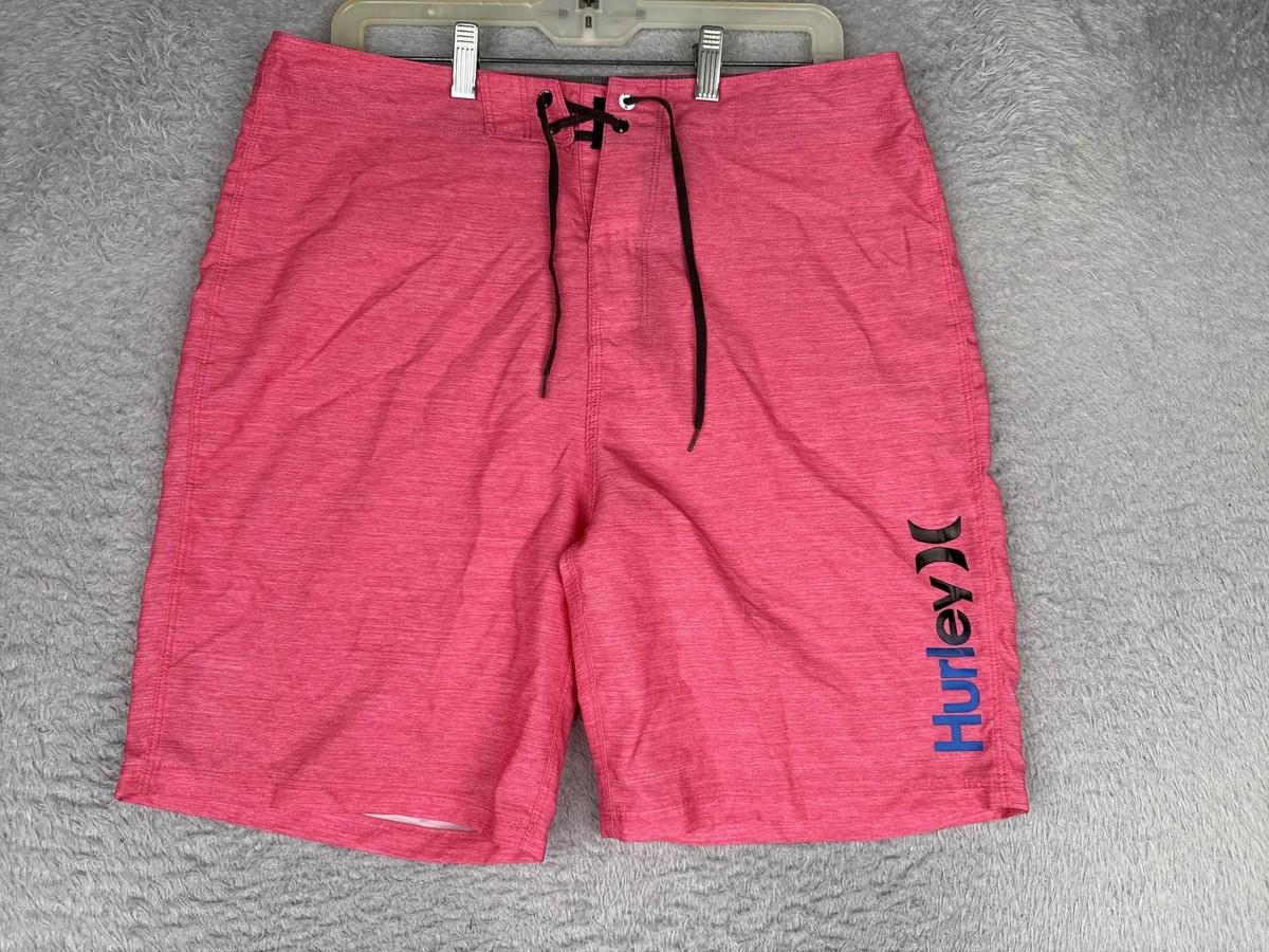 Hurley Board Shorts Mens 32 Pink Solid Swim Trunks Back Pocket
