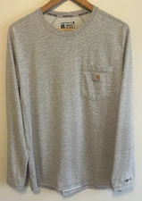 Carhartt Force Mens Light Gray Long Sleeve Shirt Relaxed Fit Size M Workwear