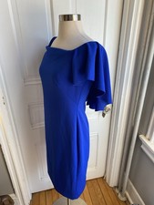 LAUREN RALPH LAUREN ROYAL BLUE DRESS WITH RUFFLE SLEEVES & BACK-SIZE4-PERFECT!!