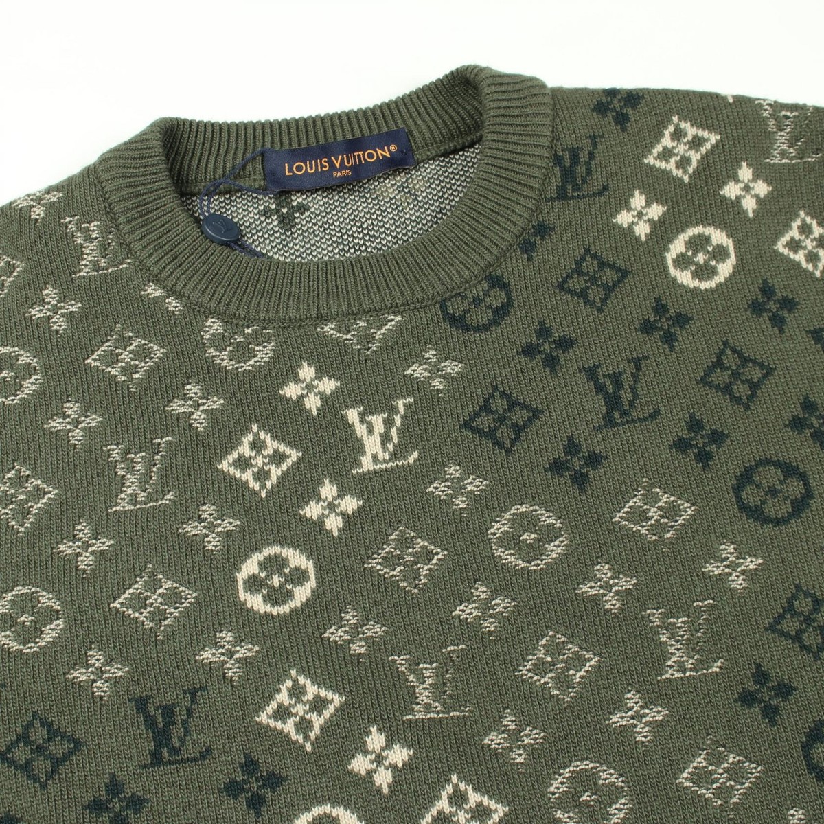 LOUIS VUITTON Monogram Pullover Knitwear Sweater #XL wool cashmere