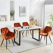 Image of Wooden Dining Table and 4PCS Velvet Chairs set for Kitchen Dining Room Office