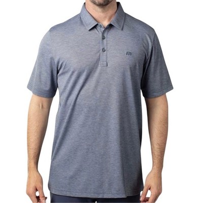 Travis Mathew Langley Polo Shirt Heather Blue Nights XXL