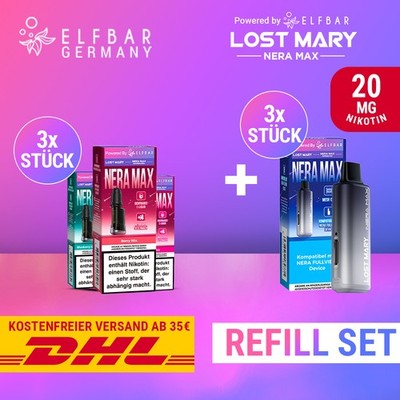 3 x Elfbar Lost Mary NERA MAX Refill Set - Alle Sorten