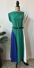 Nwt Donna Karan New York Cap Sleeve Color Block Belted Midi Dress Size 6 Nwt Donna Karan New York Cap Sleeve Color Block Belted Midi Dress Size 6