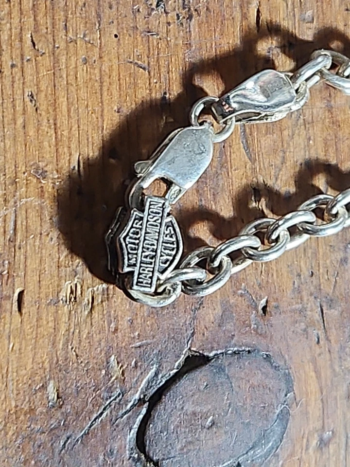 PULSEIRA ELOS PRATA ESTERLINA 925 SÓLIDA VINTAGE HARLEY-DAVIDSON 6,5" 7,1 g - Imagem 3 de 4