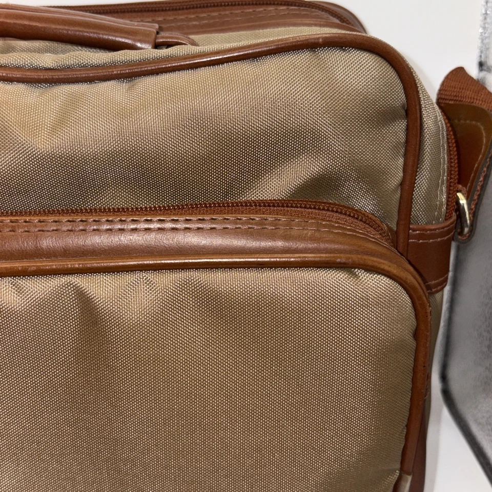 Bolso para cámara Canon vintage beige marrón cuero lona 3 bolsillos con cremallera retro S-1 TN Foto 3 de 4