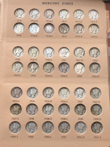 1916-1945 Mercury Dime Set - Some BU Coins in DANSCO Album - Includes the 1916D