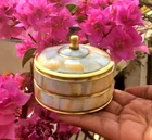 2" Lovely Brass  Mother of Pearl Jewelry Box Mother's Day Gift Women Accessory