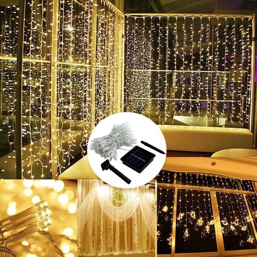 AU 3M*3M Solar Power Curtain Lights Fairy String Xmas Party Outdoor Garden Lamp - Picture 20 of 50