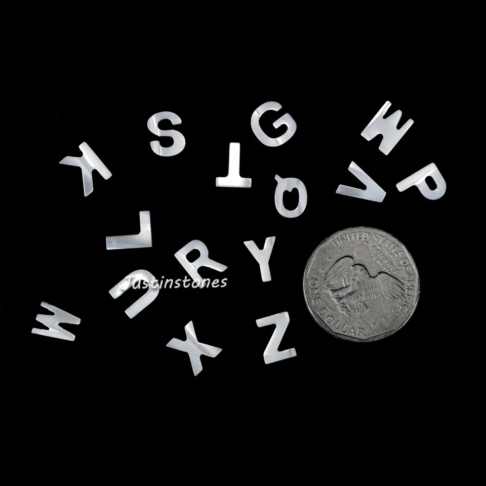 Mother of Pearl Shell A-Z English Letter Character Charms Alphabet Shaped Beads - Image 2 of 4