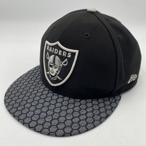 Oakland Raiders Hat New Era 59fifty Stretch Fitted Size Xl-XXL Size 8 Up Black