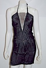 STELLA MCCARTNEY 740916 BLACK CUPRO HALTER SEMI SHEER DRESS SZ 38/US 2