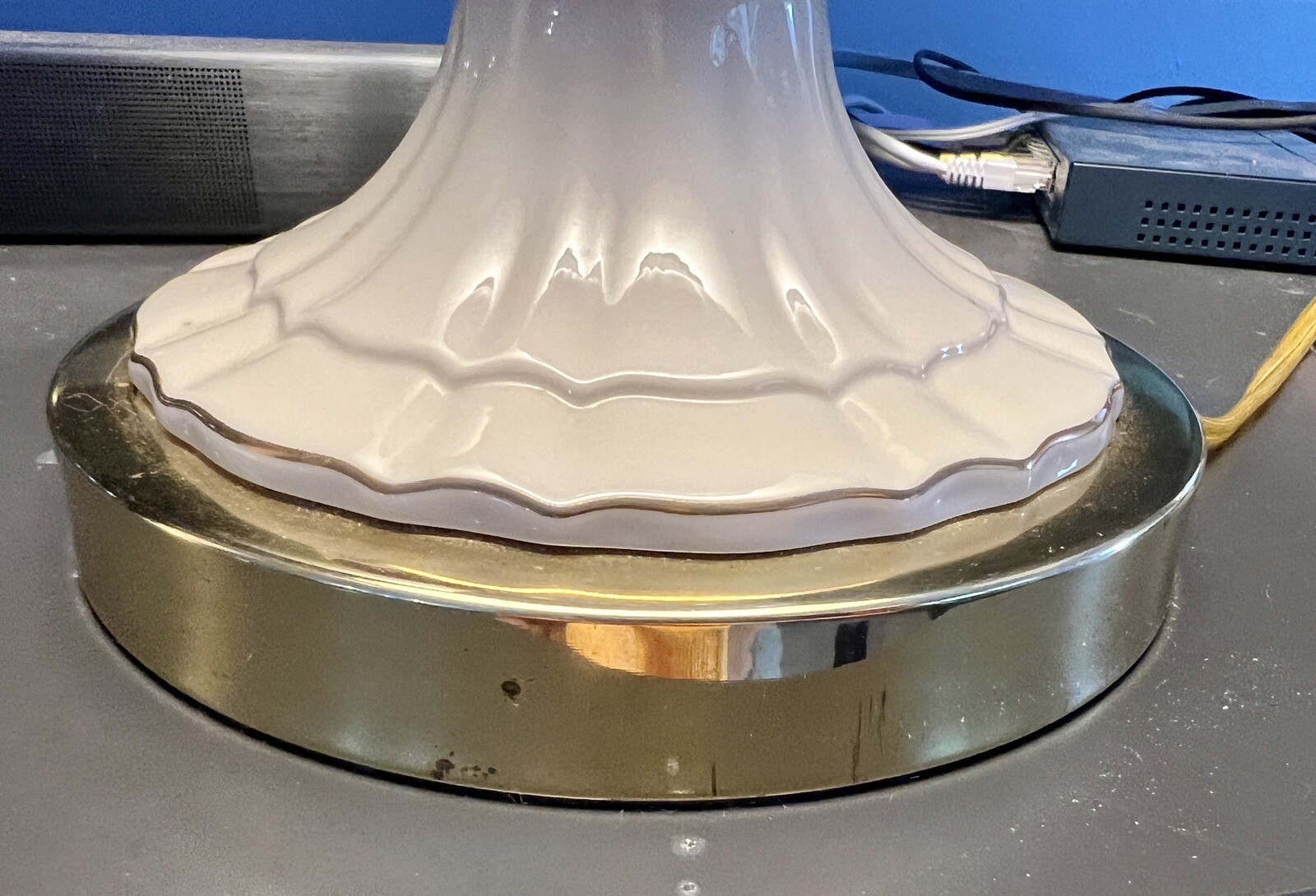 Pair of Lenox Lamps Original Finials 28"H Bone China Urn Body Brass